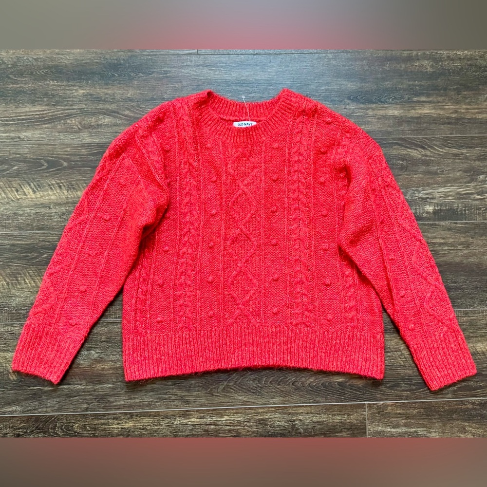 OLD NAVY New Red Sweater S Fisherman’s Knit